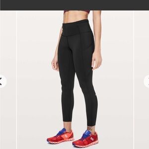 Lululemon Fast & Free black tight II leggings 7/8 size 8 VGUC Nulux